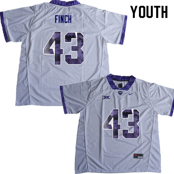 Youth #43 Maxwell Finch TCU Horned Frogs College Football Jerseys Sale-White